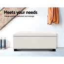 Large Fabric Storage Ottoman - Beige