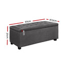 Large Fabric Storage Ottoman - Grey