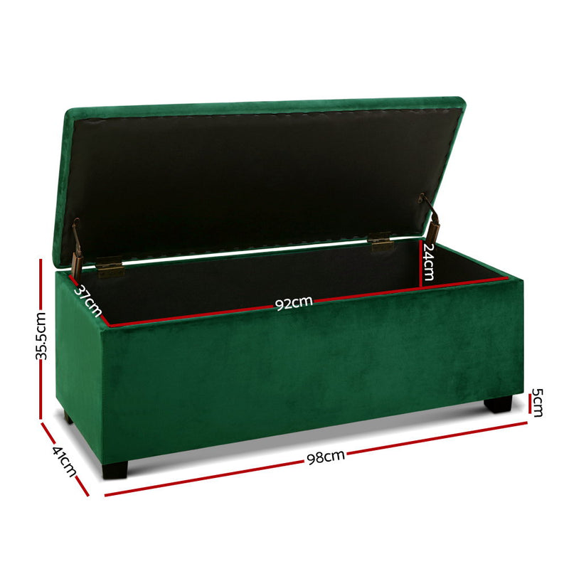 Storage Ottoman Blanket Box Velvet Foot Stool Rest Chest Couch Toy Green