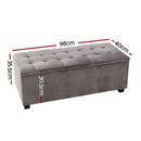Storage Ottoman Blanket Box Velvet Foot Stool Rest Chest Couch Toy Grey