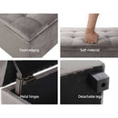 Storage Ottoman Blanket Box Velvet Foot Stool Rest Chest Couch Toy Grey