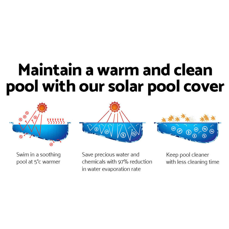 10M X 4M Solar Swimming Pool Cover 400 Micron Outdoor Bubble Blanket