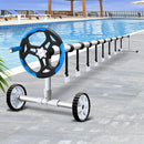 Swimming Pool Cover Roller Reel Adjustable Solar Thermal Blanket Blue