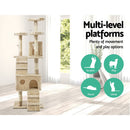 i.Pet Cat Tree 180cm Trees Scratching Post Scratcher Tower Condo House Furniture Wood Beige