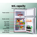 Glacio 90L Portable Fridge Bar Freezer Cooler Upright 12V/24V/240V Caravan Car Silver