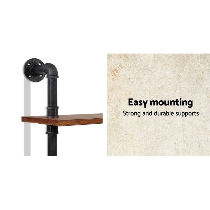 Wall Display Shelves Industrial DIY Pipe Shelf Rustic Floating Brackets