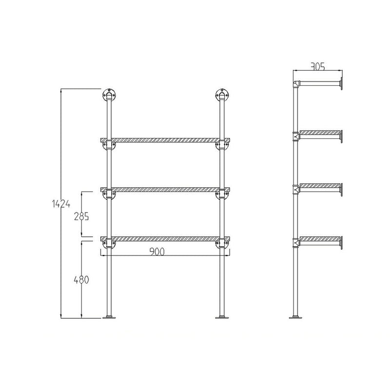 Wall Display Shelves Industrial Bookshelf DIY Pipe Shelf Rustic Brackets