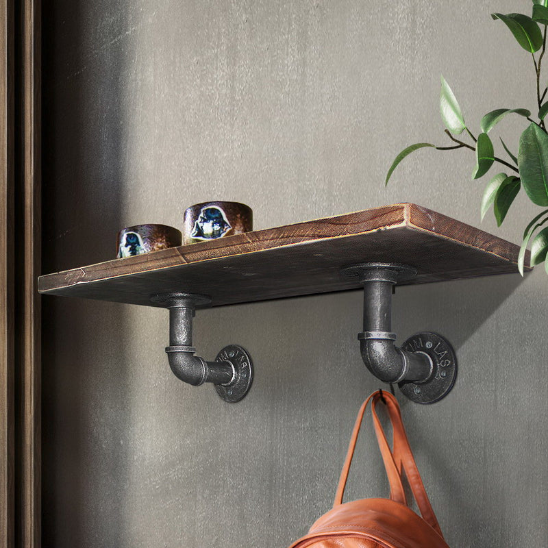 Wall Shelves Industrial Display Bookshelf DIY Pipe Shelf Rustic Brackets