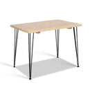Dining Table 4 Seater 100 x 65cm Pine Wood Industrial Scandinavian Timber Metal Black Legs Brown Rectangular Tables