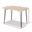 Dining Table 4 Seater 100 x 65cm Pine Wood Industrial Scandinavian Timber Metal Black Legs Brown Rectangular Tables