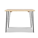 Dining Table 4 Seater 100 x 65cm Pine Wood Industrial Scandinavian Timber Metal Black Legs Brown Rectangular Tables