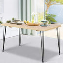 Dining Table 4 Seater 100 x 65cm Pine Wood Industrial Scandinavian Timber Metal Black Legs Brown Rectangular Tables