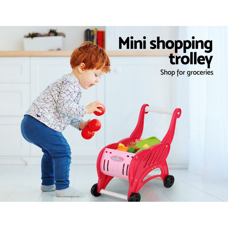 Keezi Kids Kitchen and Trolley Playset - Red