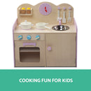 Keezi Kids Wooden Kitchen Play Set - Natural & Pink