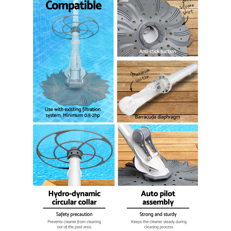 10m Swimming Pool Hose Cleaner - Grey