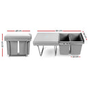 2x20L Pull Out Bin - Grey