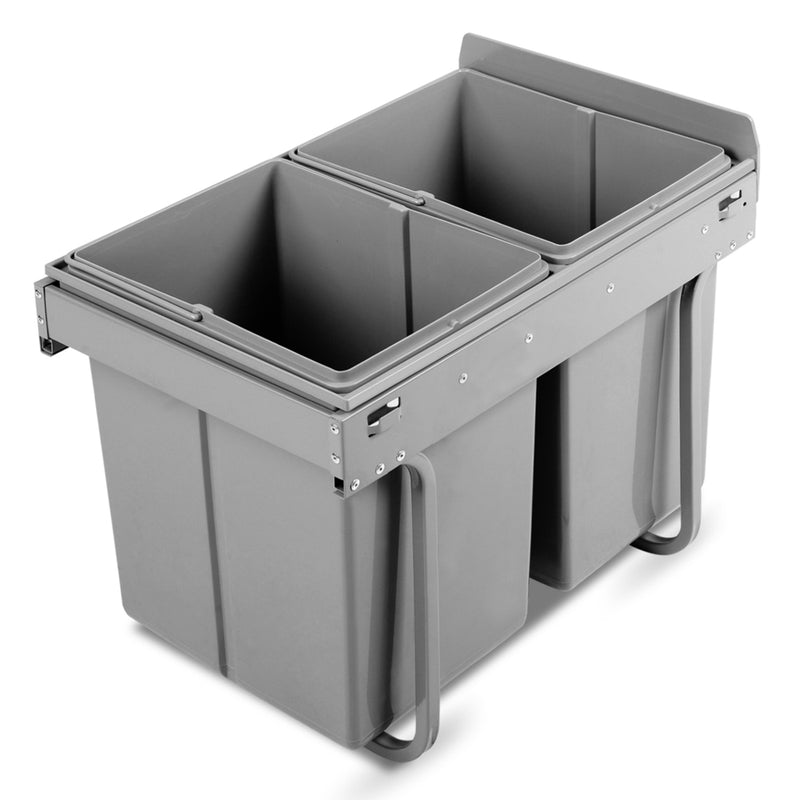 2x20L Pull Out Bin - Grey