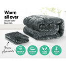 Giselle Bedding Faux Mink Quilt Plush Throw Blanket Comforter Duvet Cover Charcoal Double