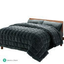 Giselle Bedding Faux Mink Quilt Fleece Throw Blanket Comforter Duvet Charcoal Single