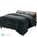 Giselle Bedding Faux Mink Quilt Comforter Fleece Throw Blanket Doona Charcoal Super King