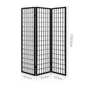 3 Panel Wooden Room Divider - Black