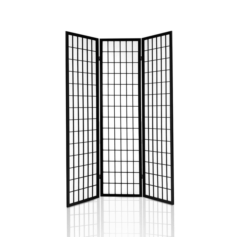 3 Panel Wooden Room Divider - Black