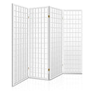 4 Panel Wooden Room Divider - White