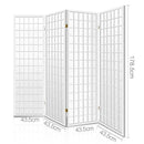 4 Panel Wooden Room Divider - White