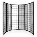 6 Panel Room Divider Privacy Screen Foldable Pine Wood Stand Black