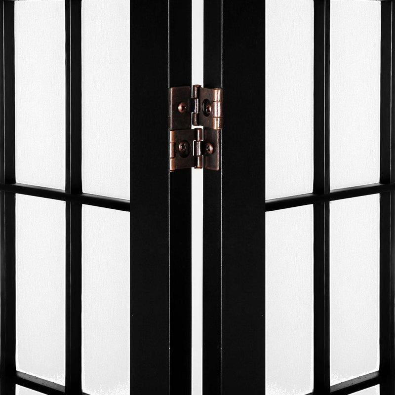 6 Panel Room Divider Privacy Screen Foldable Pine Wood Stand Black