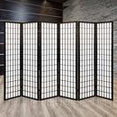 6 Panel Room Divider Privacy Screen Foldable Pine Wood Stand Black