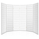 6 Panel Room Divider Privacy Screen Foldable Pine Wood Stand White