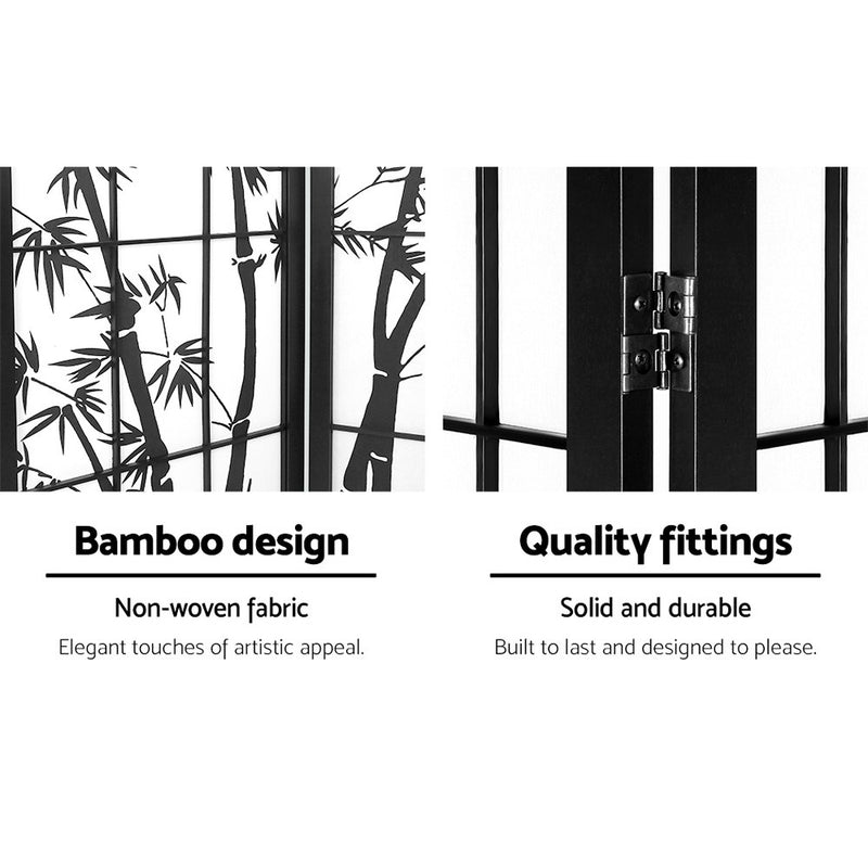 3 Panel Room Divider Screen Privacy Dividers Pine Wood Stand Shoji Bamboo Black White
