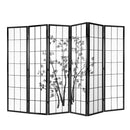 6 Panel Room Divider Screen Privacy Dividers Pine Wood Stand Black White