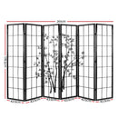 6 Panel Room Divider Screen Privacy Dividers Pine Wood Stand Black White