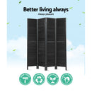 4 Panel Room Divider Screen Privacy Wood Dividers Timber Stand Black