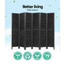 6 Panel Room Divider Screen Privacy Wood Dividers Timber Stand Black