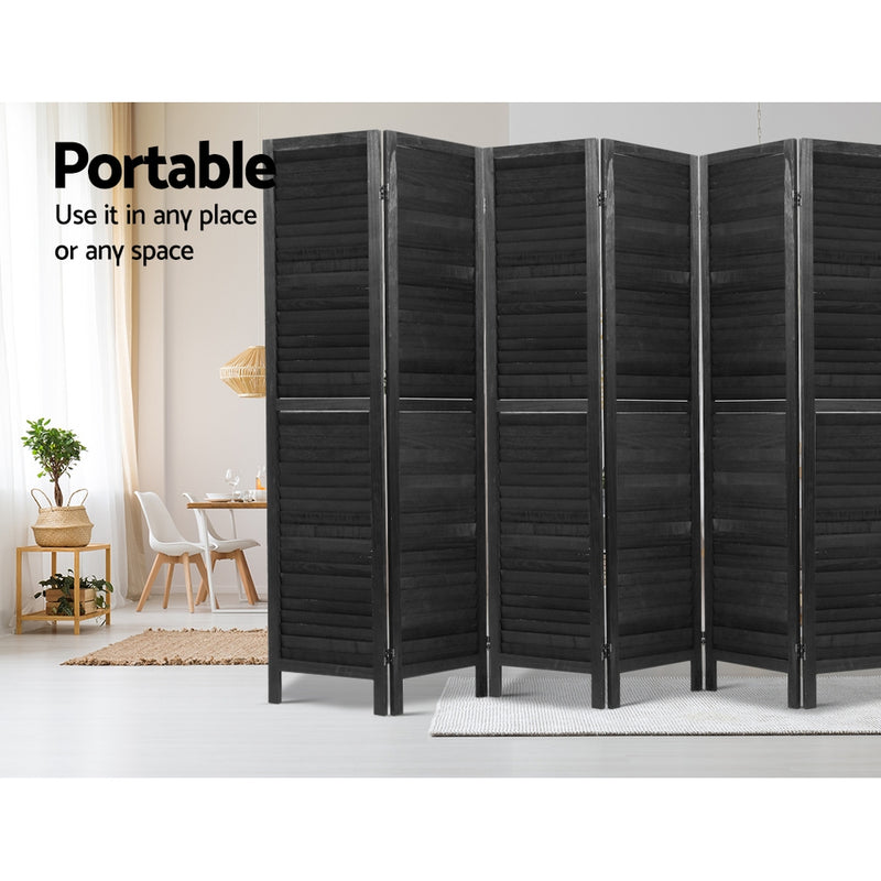 6 Panel Room Divider Screen Privacy Wood Dividers Timber Stand Black