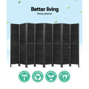 8 Panel Room Divider Screen Privacy Wood Dividers Timber Stand Black