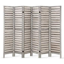 6 Panel Room Divider Privacy Screen Foldable Wood Stand Grey