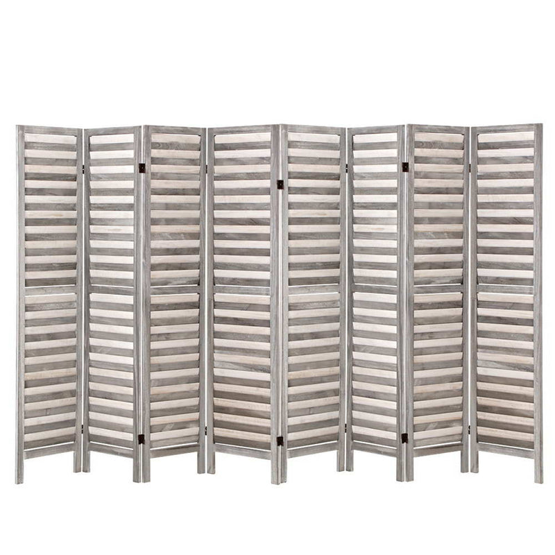 8 Panel Room Divider Screen Privacy Wood Dividers Timber Stand Grey