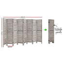 8 Panel Room Divider Screen Privacy Wood Dividers Timber Stand Grey
