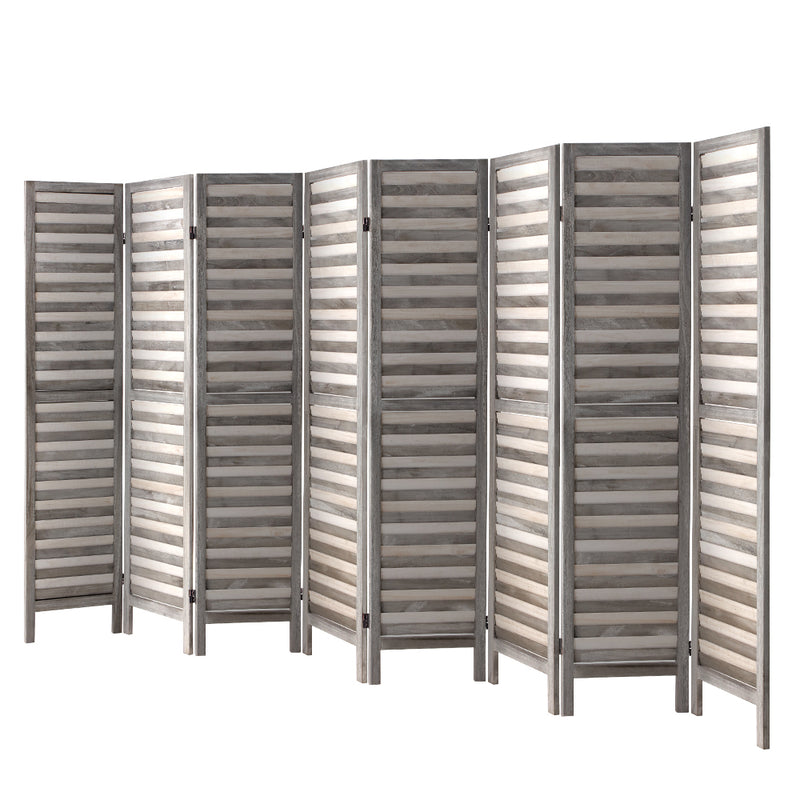 8 Panel Room Divider Screen Privacy Wood Dividers Timber Stand Grey