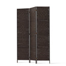 3 Panel Room Divider Privacy Screen Rattan Woven Wood Stand Brown