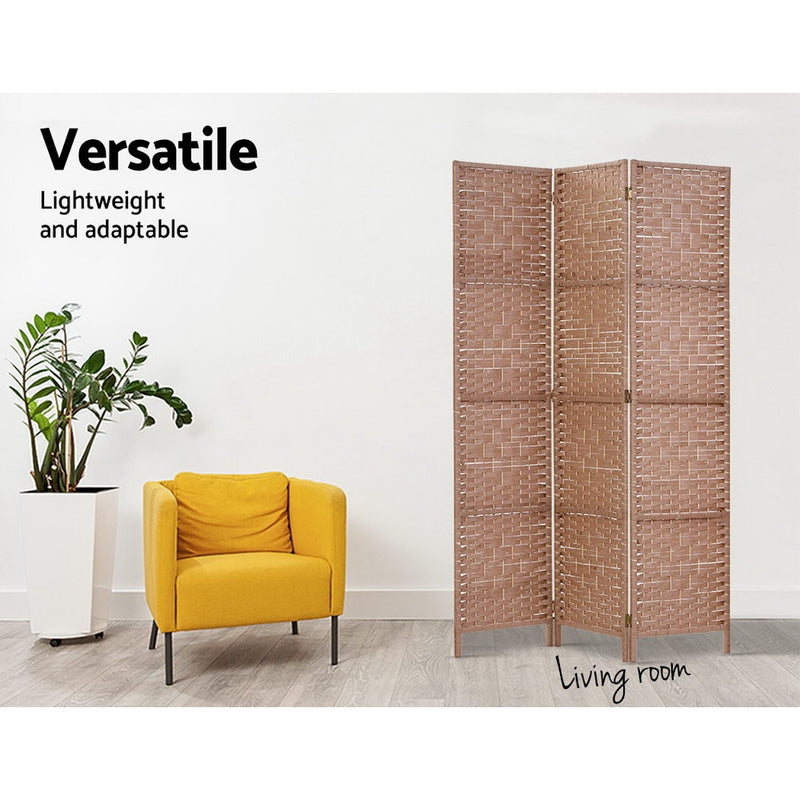 3 Panel Room Divider Screen Privacy Rattan Dividers Stand Fold Natural