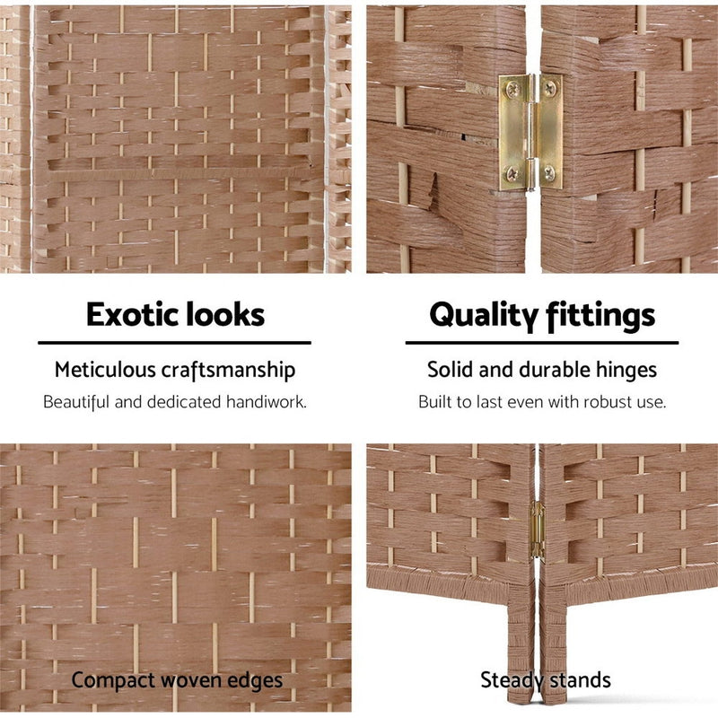 3 Panel Room Divider Screen Privacy Rattan Dividers Stand Fold Natural