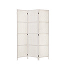 3 Panels Room Divider Screen Privacy Rattan Timber Fold Woven Stand White
