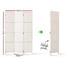 3 Panels Room Divider Screen Privacy Rattan Timber Fold Woven Stand White