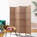 4 Panel Room Divider Screen Privacy Rattan Timber Foldable Dividers Stand Hand Woven