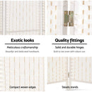 6 Panel Room Divider Privacy Screen Rattan Timber Fold Woven Stand White